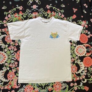 Hard Rock Cafe White Tee with Yellow and Blue Logo